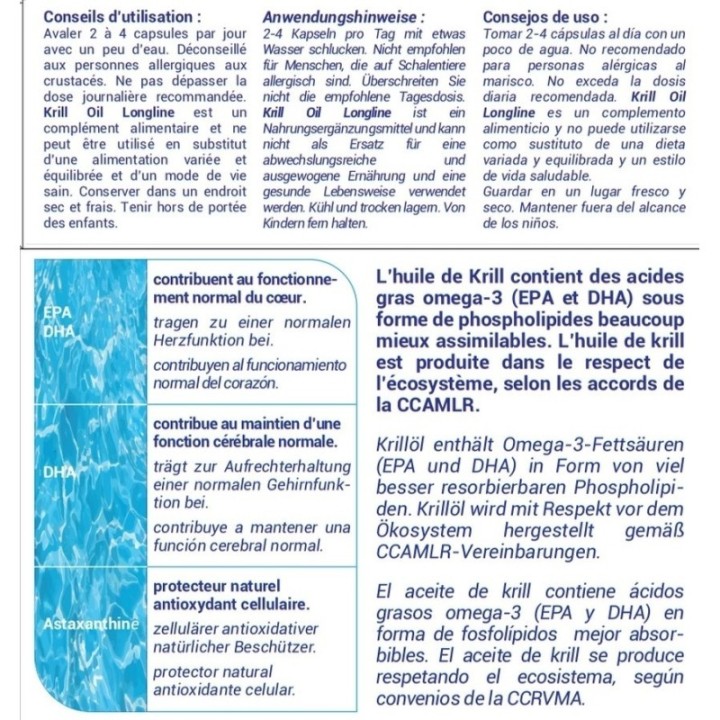 Omega 3: Olio di Krill puro + Astaxantina - 60 Licaps - Longline