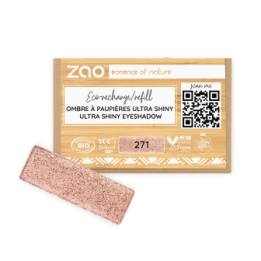 Ombretto ultra brillante (ricarica rettangolare) - 100% naturale, biologico e vegano - N° 271, Rame rosa - Zao