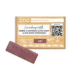 Fard à Paupières Ultra Shiny (en recharge rectangulaire) - 100% naturel, Bio & Vegan - N° 281, Bordeaux sequin - Zao