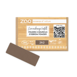 Augenbrauenpuder, leicht und ultra-natürlich (Nachfüllpackung) - 100% natürlich, Bio & Vegan - Nr. 262, Braun - Zao