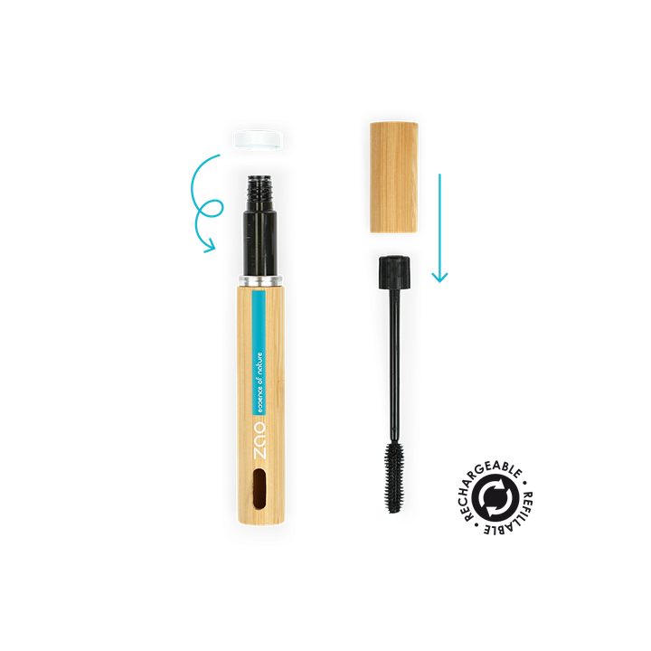 Mascara Velluto, Occhi Intensi - 100% Naturale, Biologico e Vegano - N° 080, Nero - Zao