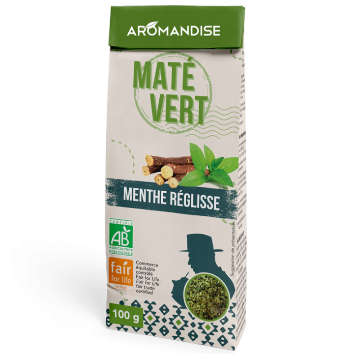 Wilder Grüner Mate aus Brasilien, Minze & Lakritz - Bio & Fairetrade - 100g - Aromandise