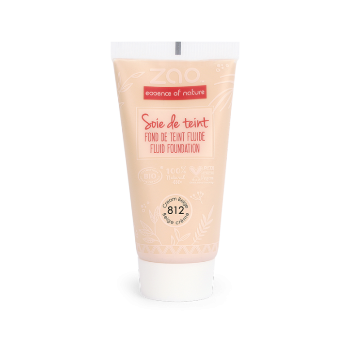 Soie de teint (fondotinta fluido) - 100% naturale, biologico e vegano - N. 812, Beige crema - Zao
