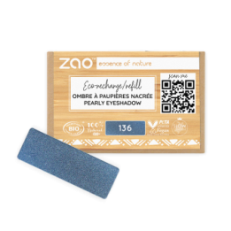 Fard à Paupières nacré (en recharge rectangulaire) - 100% naturel, Bio & Vegan - N° 136, Bleu nuit - Zao