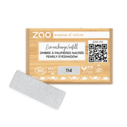 Perlmutt Lidschatten (in rechteckiger Nachfüllpackung) - 100% natürlich, bio & vegan - Nr. 114, Silber - Zao