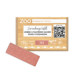 Fard à Paupières nacré (en recharge rectangulaire) - 100% naturel, Bio & Vegan - N° 132, Rose pêche - Zao