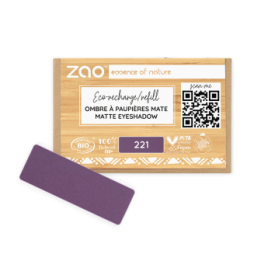 Ombretto opaco (ricarica rettangolare) - 100% naturale, biologico e vegano - N° 221, Prugna opaco - Zao