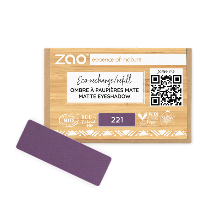 Fard à Paupières mats (en recharge rectangulaire) - 100% naturel, Bio & Vegan - N° 221, Abricot