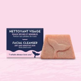 Nettoyant visage Solide, Peaux sèches et sensibles, Parfum aux pétales de roses - 30ml - The Green Emporium