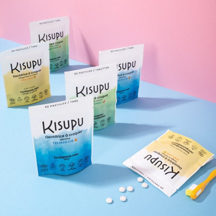 Dentifrice à croquer BIO & 100% naturel - Matcha & Lemon, It's a match(a) - 90 pastilles -  Kisupu