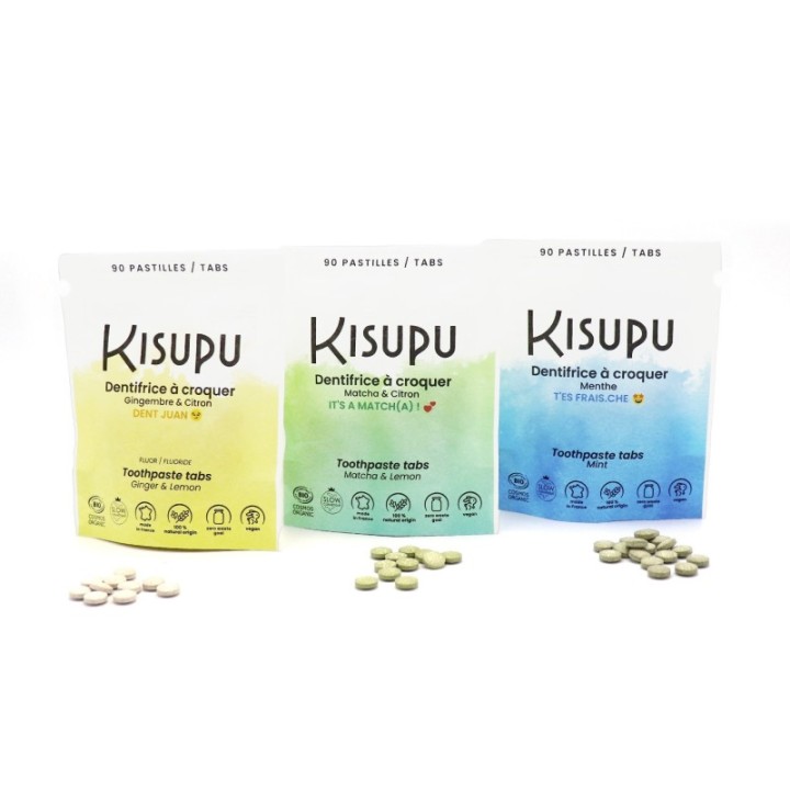 Zahnpasta zum Kauen, BIO & 100% natürlich - Matcha & Lemon, It's a match(a) - 90 Pastillen - Kisupu