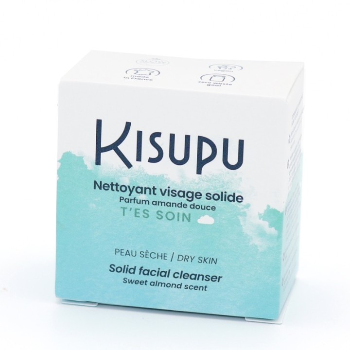 Lavaggio solido per il viso - Pelle secca, "T'es soin" - 28ml - Kisupu