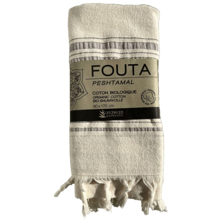 Fouta aus Bio-Baumwolle, Dolce Collection (1 Seite Frottee), Moonstone - 90x170cm - Karawan
