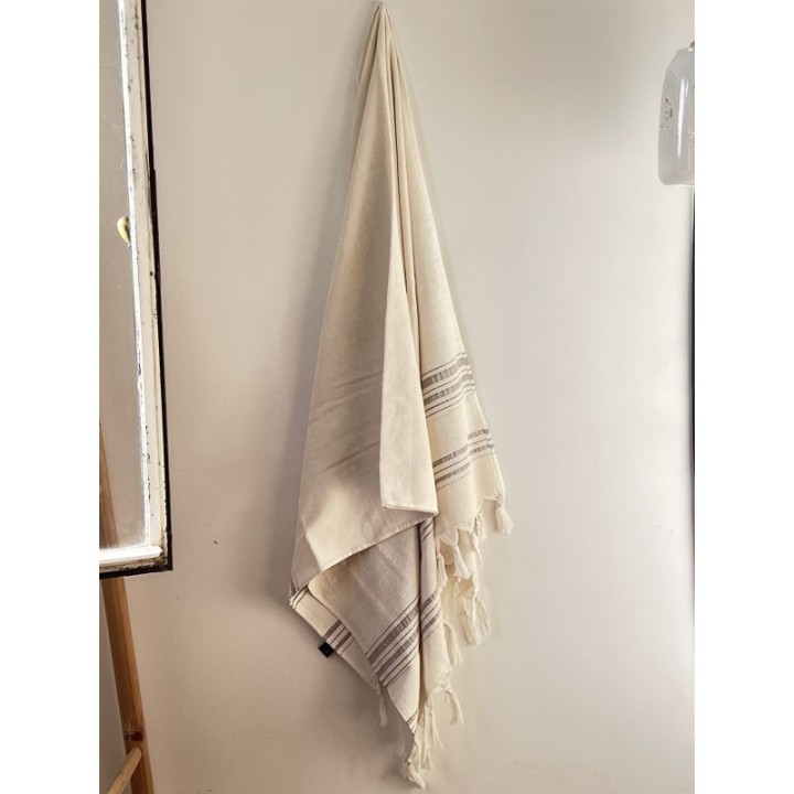 Fouta en coton biologique, Collection Dolce (1 face éponge), Moonstone - 90x170cm - Karawan