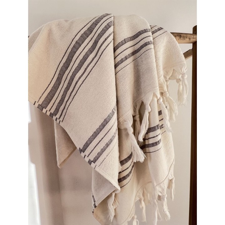 Fouta in cotone biologico, Collezione Dolce (1 lato spugna), Moonstone - 90x170cm - Karawan