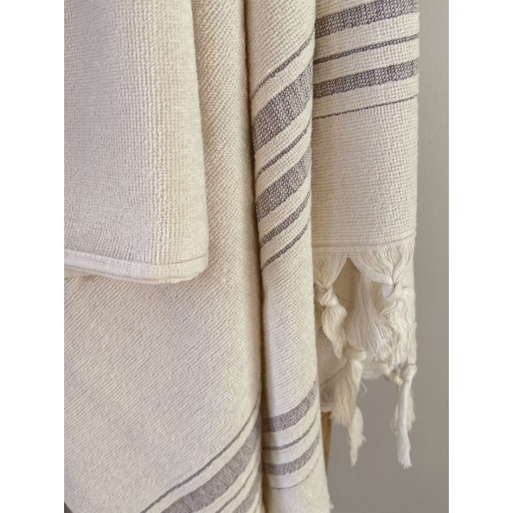 Fouta in cotone biologico, Collezione Dolce (1 lato spugna), Moonstone - 90x170cm - Karawan