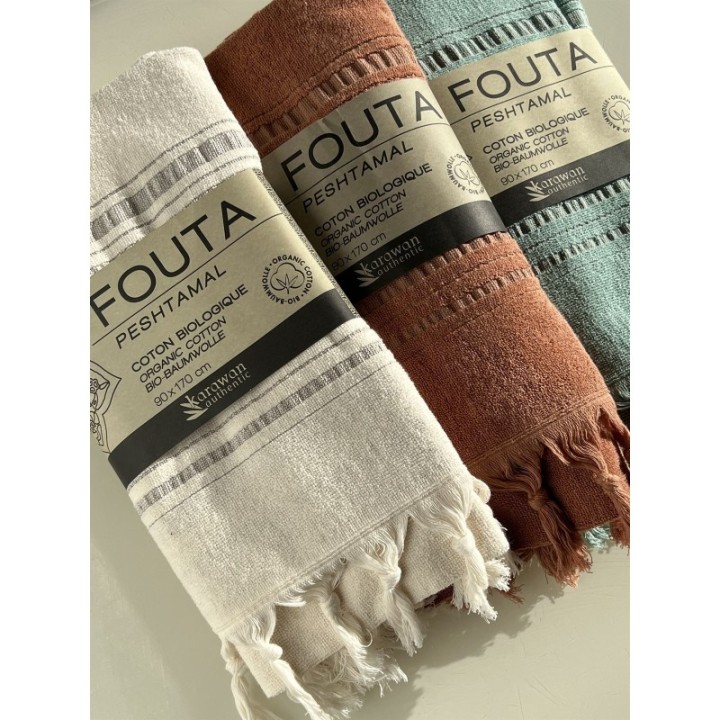 Fouta in cotone biologico, Collezione Dolce (1 lato spugna), Moonstone - 90x170cm - Karawan