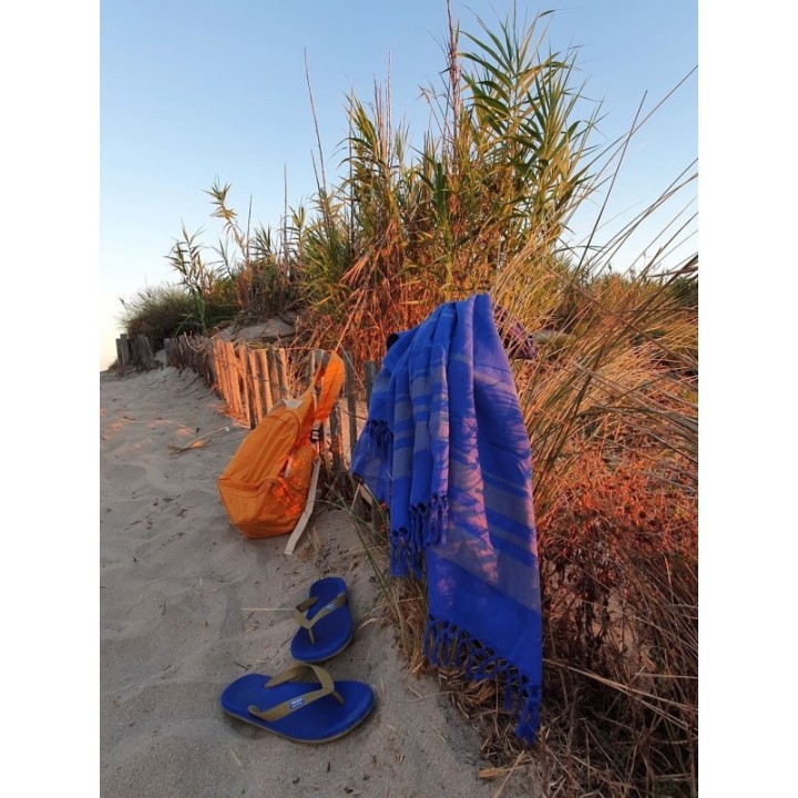Fouta en coton biologique, Collection Garden, Blueberry - 90x160cm - Karawan