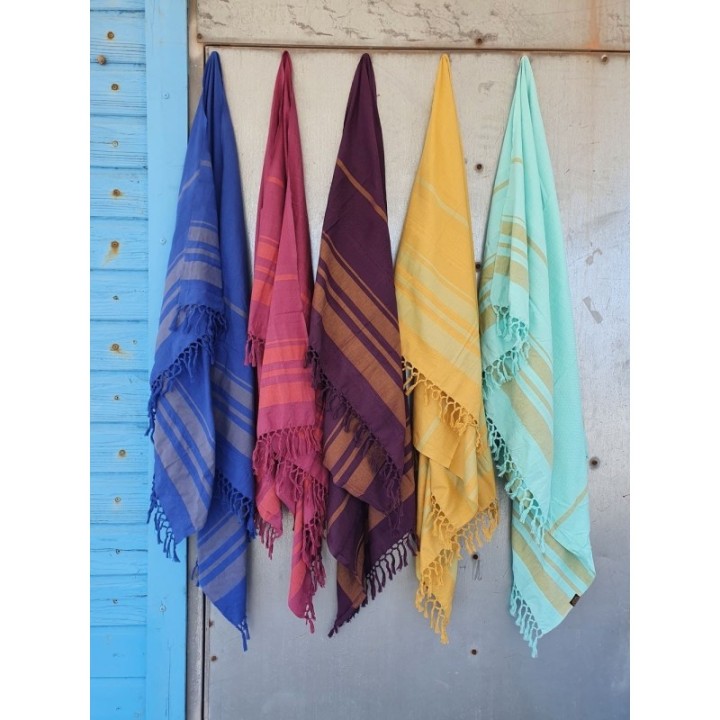 Fouta en coton biologique, Collection Garden, Blueberry - 90x160cm - Karawan