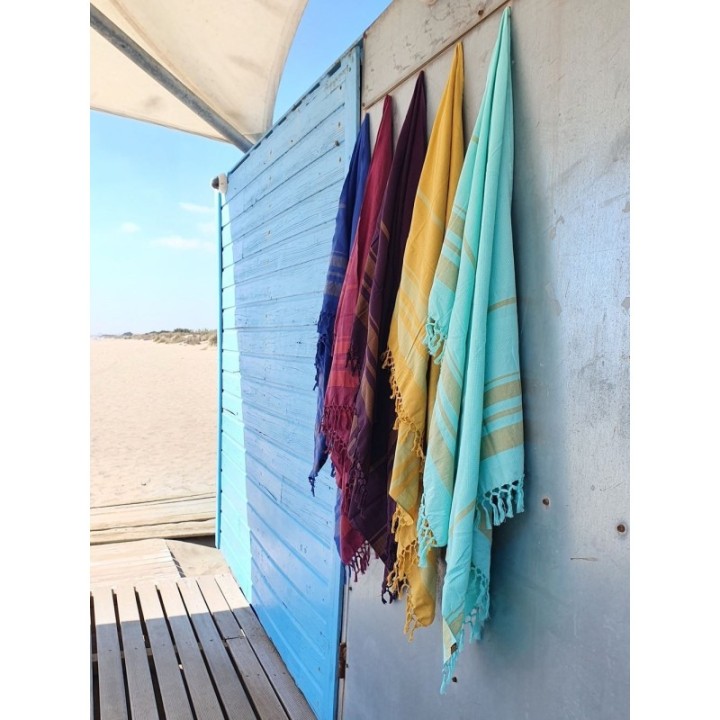 Fouta in cotone biologico, collezione Garden, Blueberry - 90x160cm - Karawan