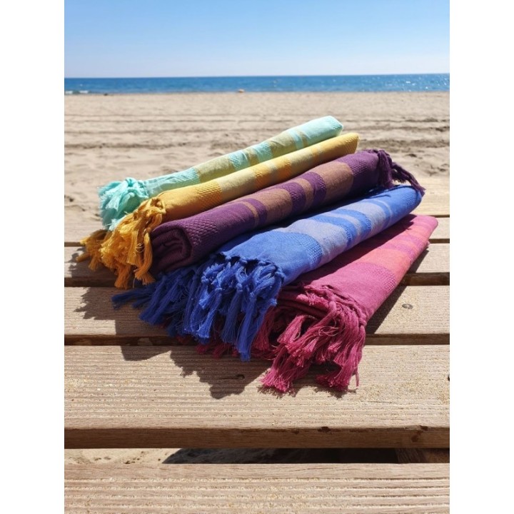 Fouta in cotone biologico, collezione Garden, Blueberry - 90x160cm - Karawan