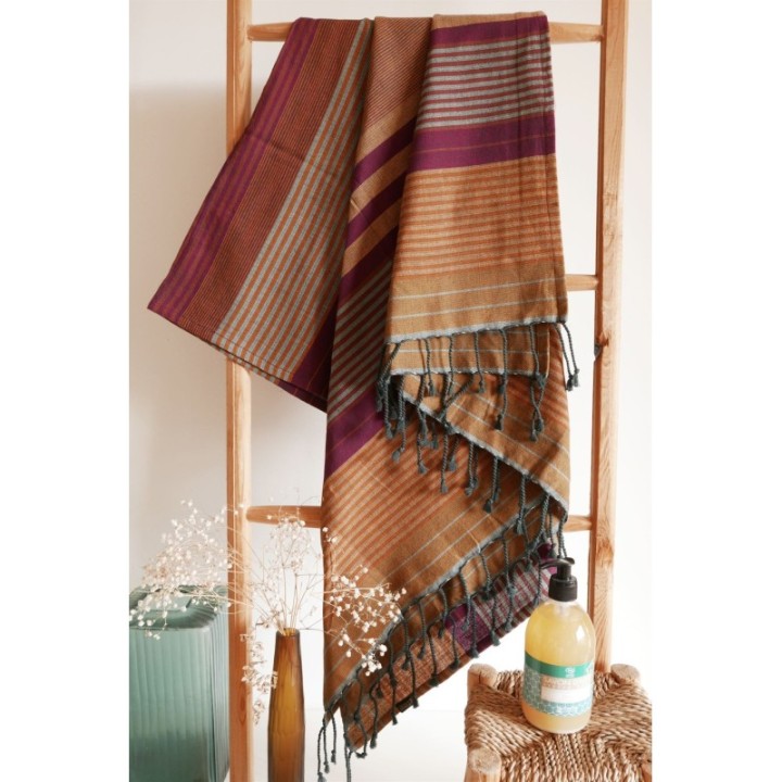 Fouta in cotone biologico, collezione EBENE, Arabesk - 100x200cm - Karawan