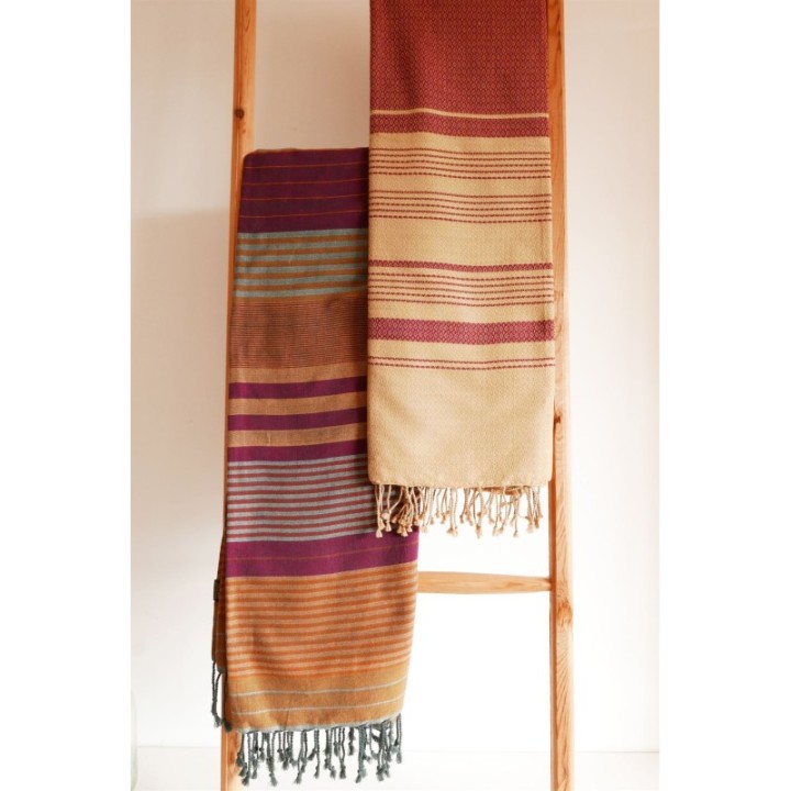 Fouta aus biologischer Baumwolle, Kollektion EBENE, Arabesk - 100x200cm - Karawan