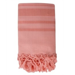 Fouta in cotone biologico, collezione Garden, Corallo - 90x160cm - Karawan