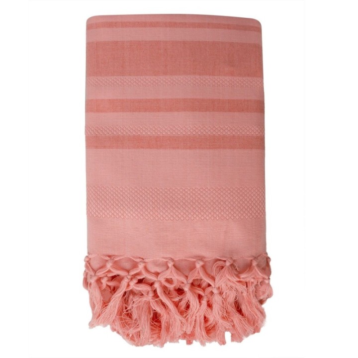 Fouta en coton biologique, Collection GARDEN, Corail - 90x160cm - Karawan