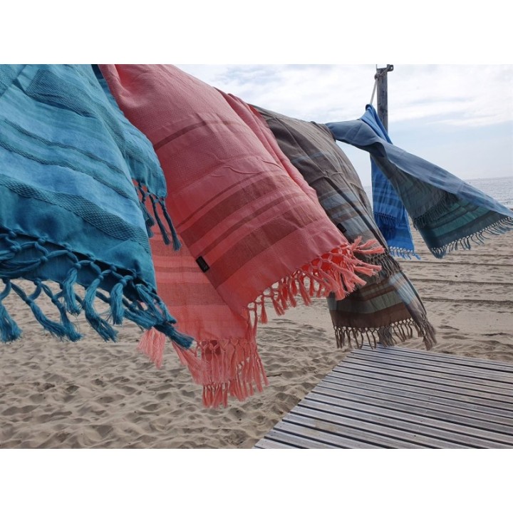 Fouta en coton biologique, Collection GARDEN, Corail - 90x160cm - Karawan