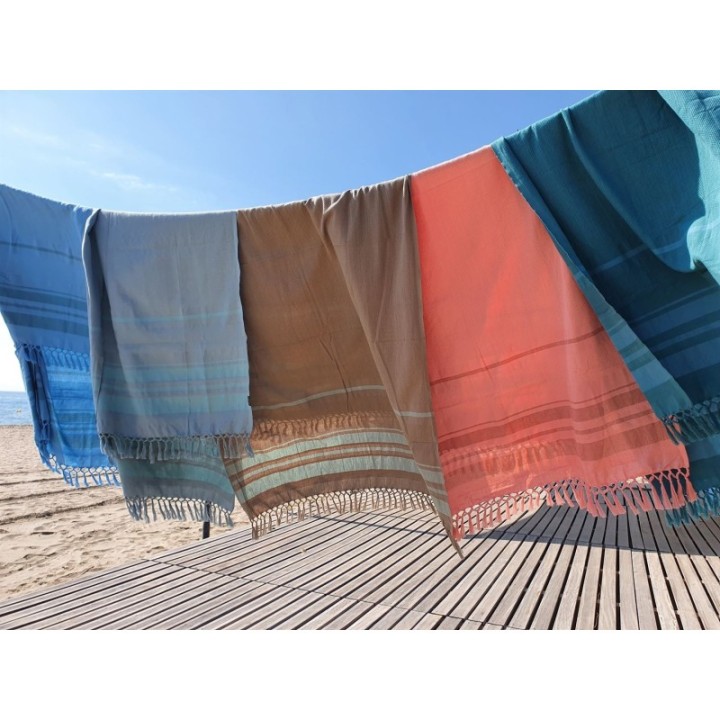 Fouta in cotone biologico, collezione Garden, Corallo - 90x160cm - Karawan