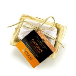 Sapone ayurvedico purificante alla Curcuma in foglia di palma - 20g - Karawan