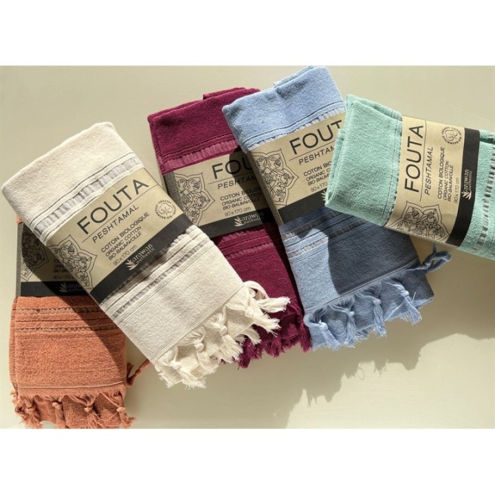 Fouta in cotone biologico, Collezione Dolce (1 lato spugna), Moonstone - 90x170cm - Karawan