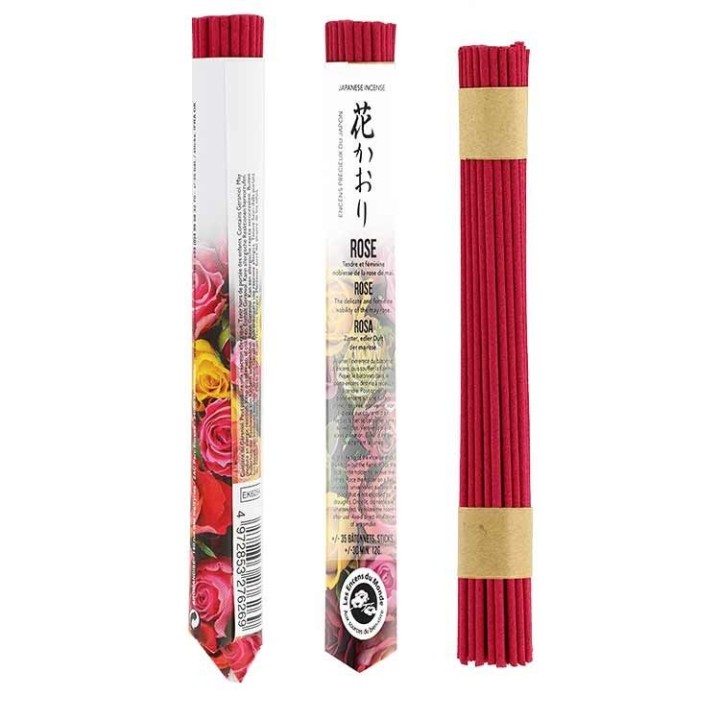 Kurze Rollen japanischer Weihrauch, Rose - 35x 30 min. - Les encens du monde