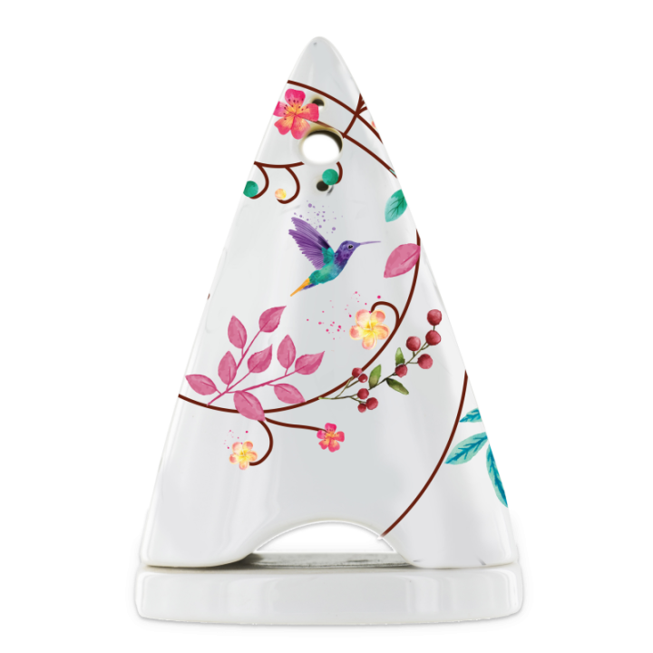 Diffuseur  de poudre de bois en porcelaine LUTIN "Fleurs" - Les encens du monde (Aromandise)