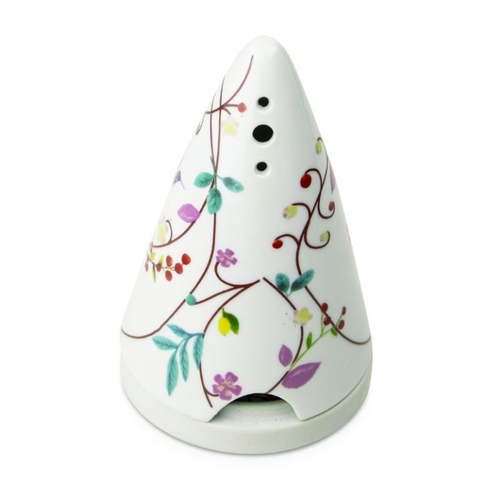 Diffuseur  de poudre de bois en porcelaine LUTIN "Fleurs" - Les encens du monde (Aromandise)