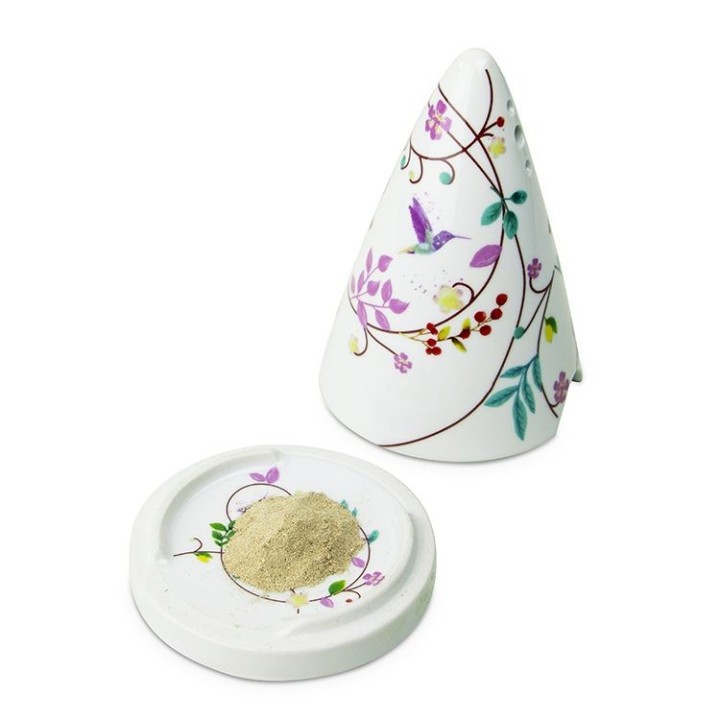 Diffusore di polvere di legno in porcellana LUTIN "Fiori" - Les encens du monde (Aromandise)