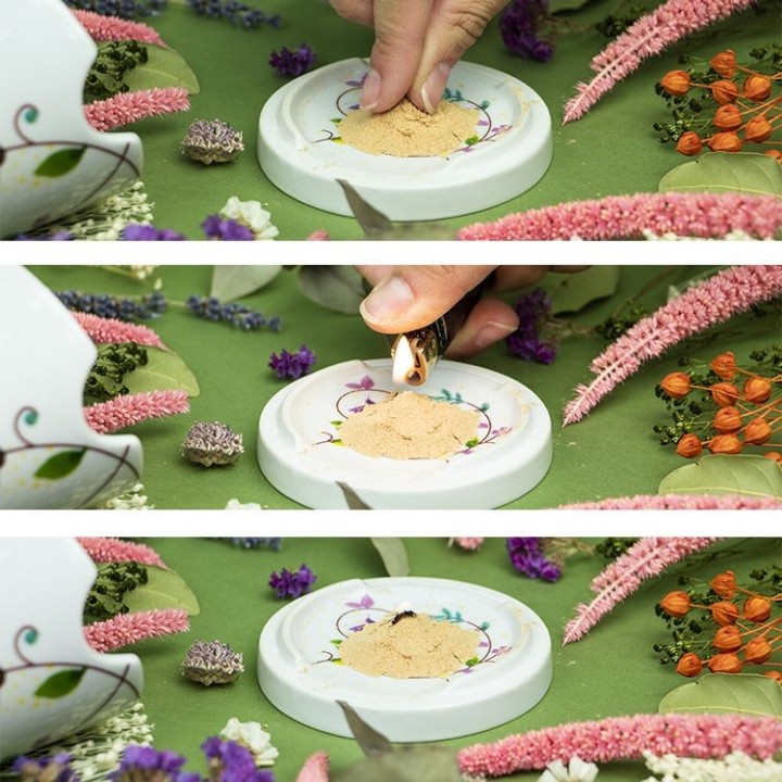 Diffusore di polvere di legno in porcellana LUTIN "Fiori" - Les encens du monde (Aromandise)