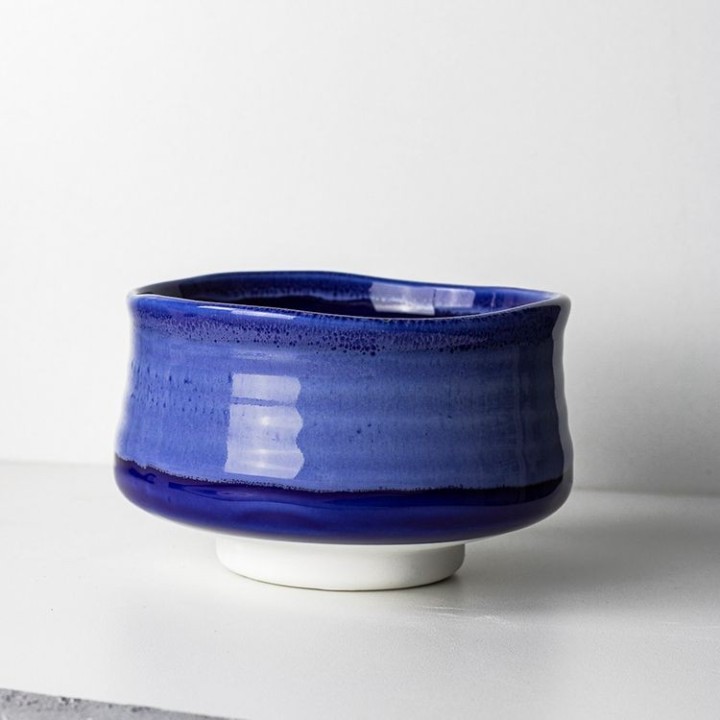 Bol de cérémonie Chawan bleu, en argile et céramique - 0,5L - Aromandise