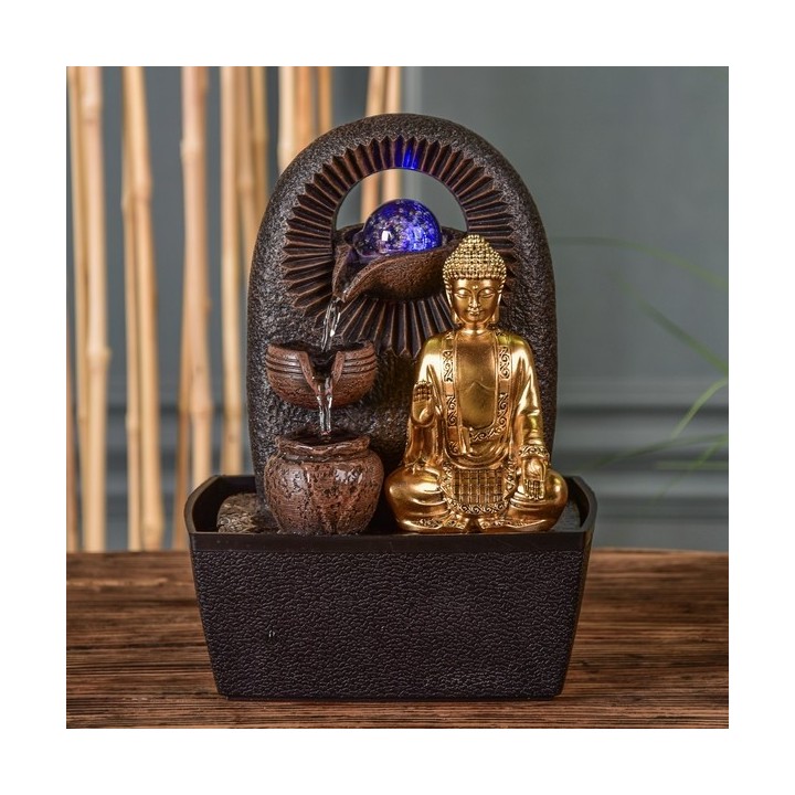 Fontana da interno - Bouddha Bhava (con statua e illuminazione a LED) - Zen'Light