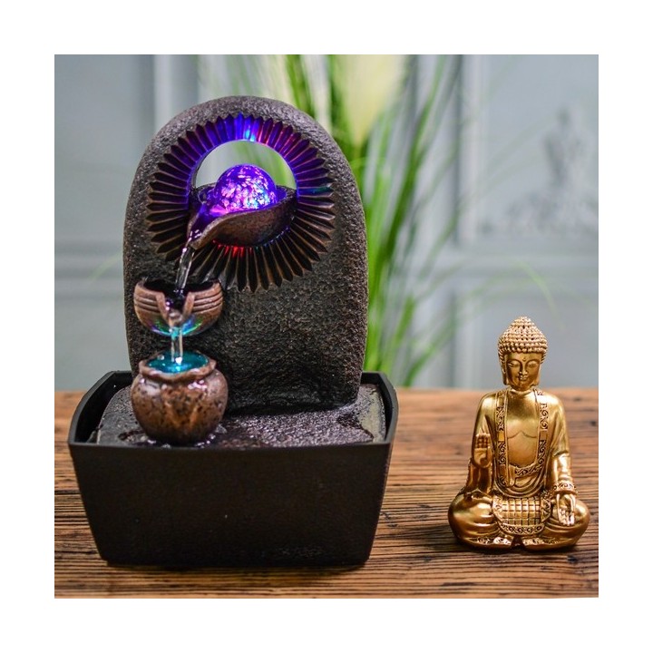 Fontana da interno - Bouddha Bhava (con statua e illuminazione a LED) - Zen'Light