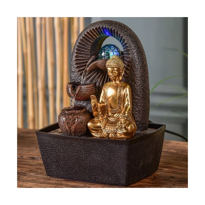 Zimmerbrunnen - Buddha Bhava (mit Statue & LED-Beleuchtung) - Zen'Light