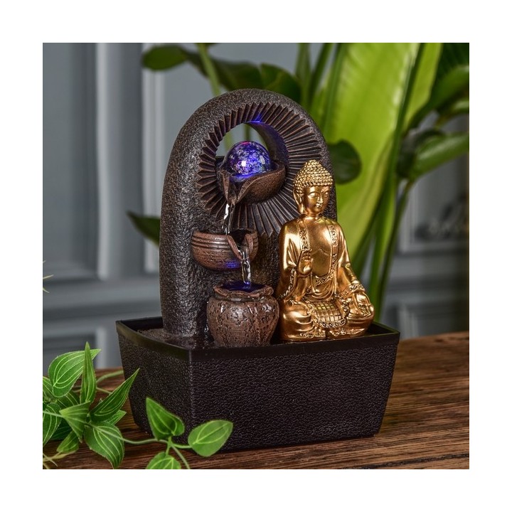 Fontana da interno - Bouddha Bhava (con statua e illuminazione a LED) - Zen'Light