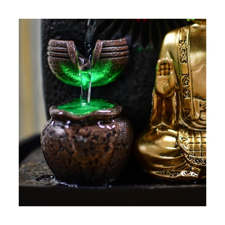 Fontana da interno - Bouddha Bhava (con statua e illuminazione a LED) - Zen'Light