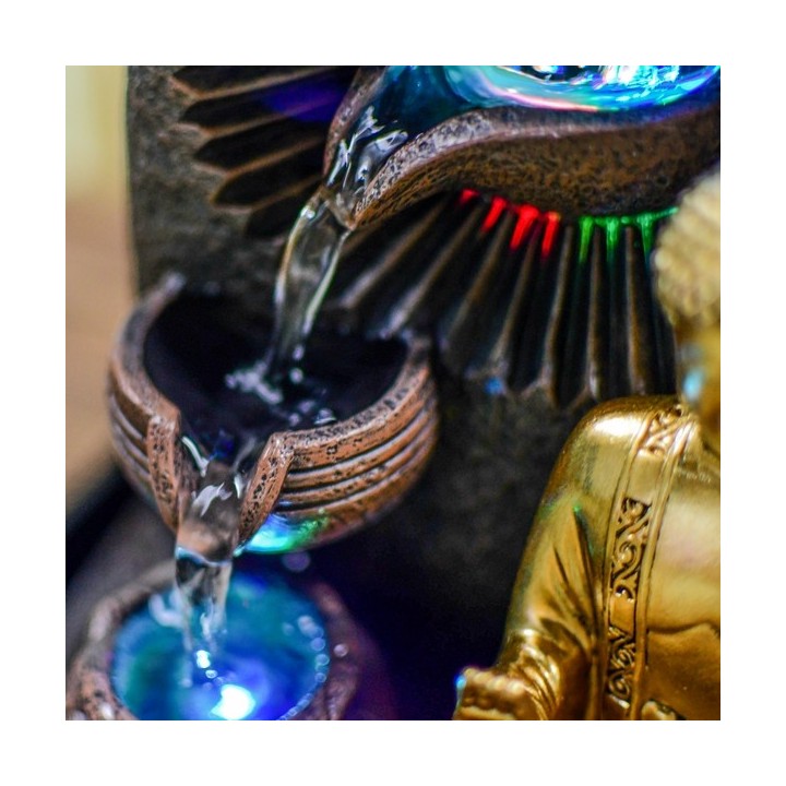 Fontaine à eau - Bouddha Bhava (avec statue & éclairage LED) - Zen'Light