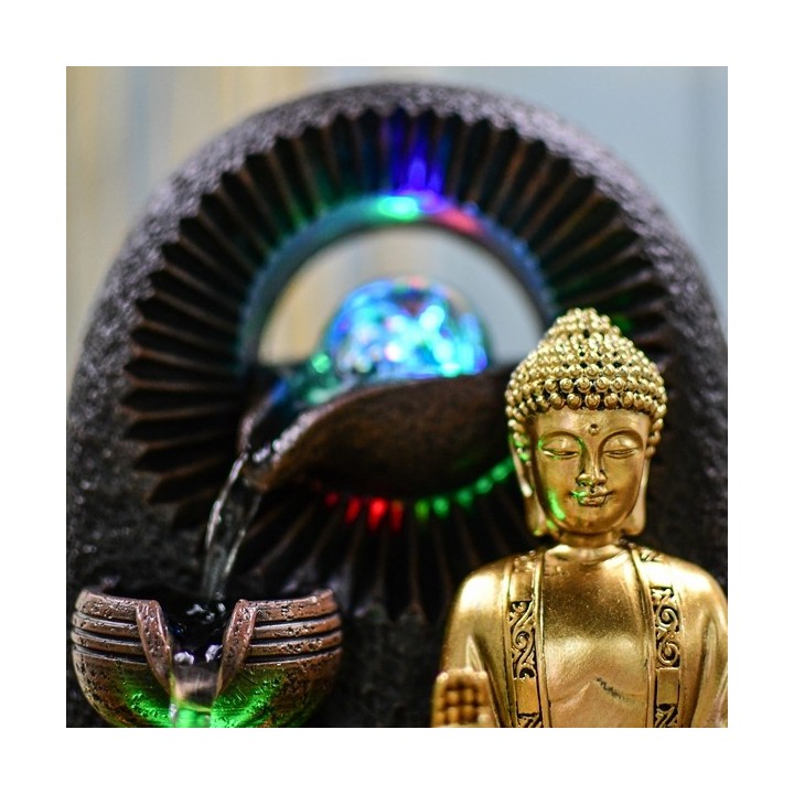 Fontana da interno - Bouddha Bhava (con statua e illuminazione a LED) - Zen'Light