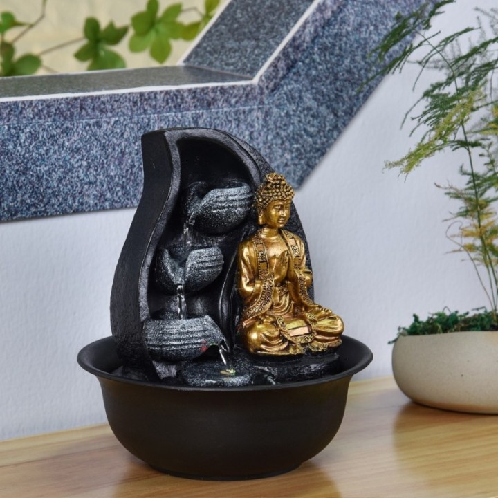 Fontana da interno - Bouddha Praya (con statua e illuminazione a LED) - Zen'Light