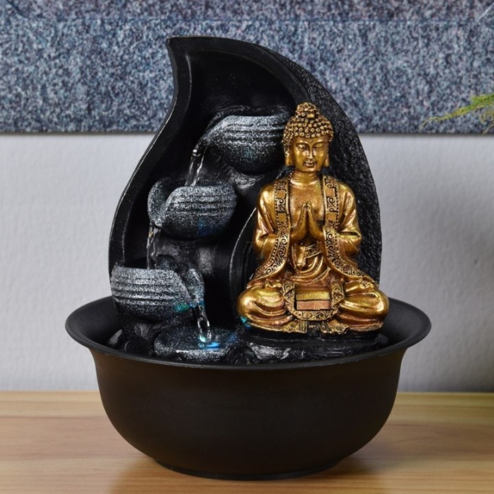 Fontaine à eau - Bouddha Praya (avec statue & éclairage LED) - Zen'Light