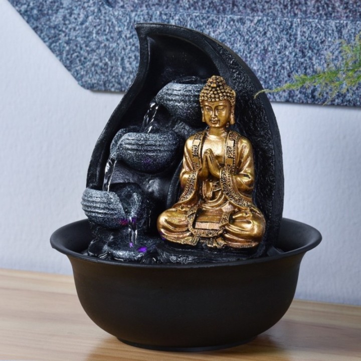 Zimmerbrunnen - Buddha Praya (mit Statue & LED-Beleuchtung) - Zen'Light