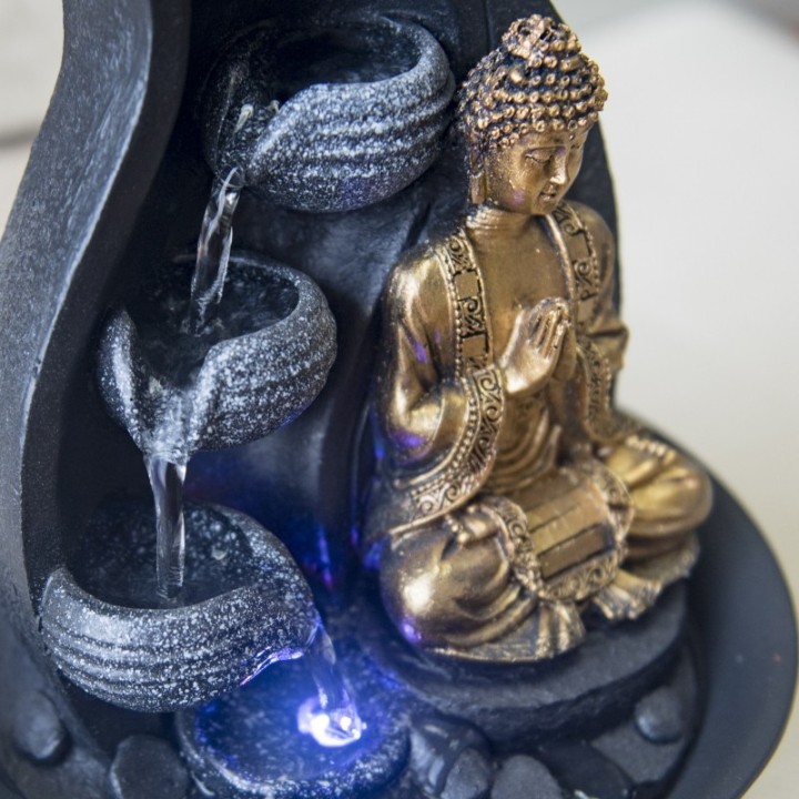 Zimmerbrunnen - Buddha Praya (mit Statue & LED-Beleuchtung) - Zen'Light